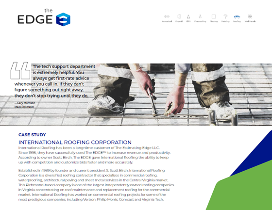 International ROOFING Takeoff and Construction Estimating Software for subcontractors to prepare construction estimates.